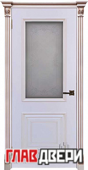 Дверь межкомнатная Багет 30 Патина капучино эмаль белая остекленная